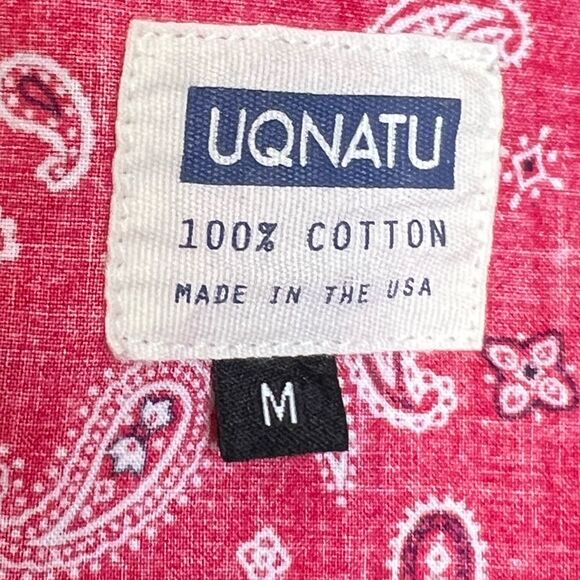 Uqnatu Red Midi Short Sleeve Paisley Red & Denim Dress Size Medium - Picture 7 of 7